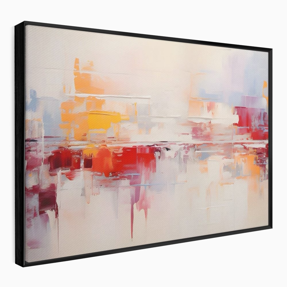 Tablou canvas cu pictura abstracta cu reflexii colorate, in rama de aluminiu negru